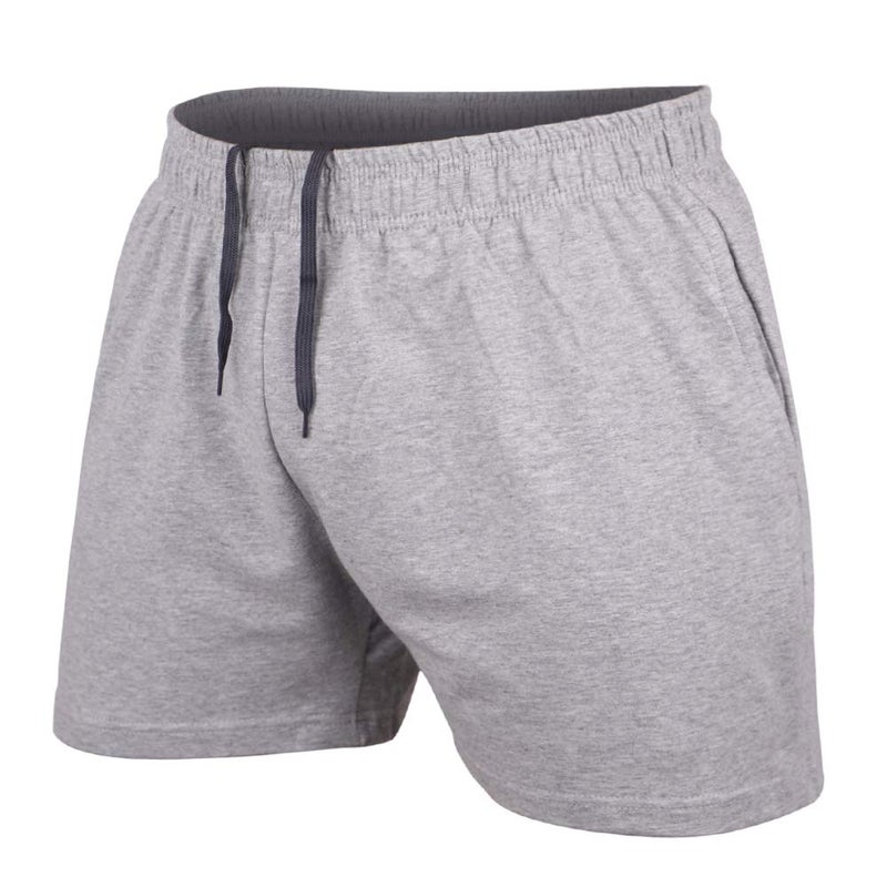 JEEING GEAR Men's Bodybuilding Workout Gym Shorts 5" Inseam Sports Cotton with Pocket Gray Color Size M - Image 1